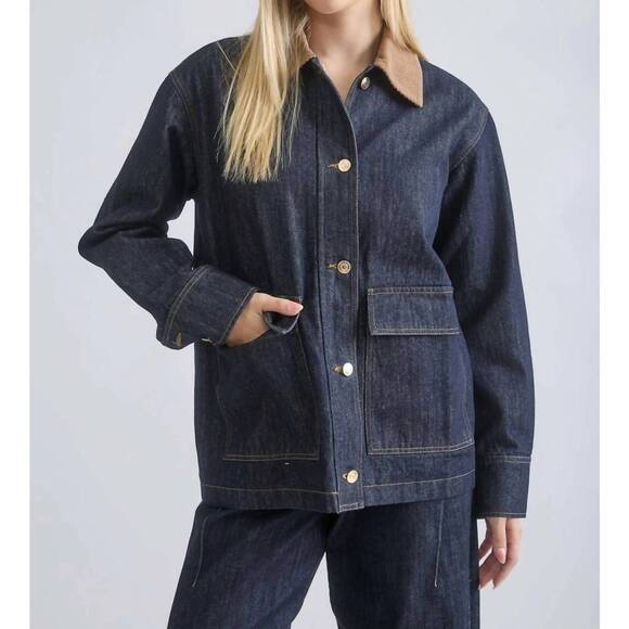 BLU PEPPER Jackets & Blazers - NEW BLU PEPPER oversize corduroy collar shirt jacket in denim